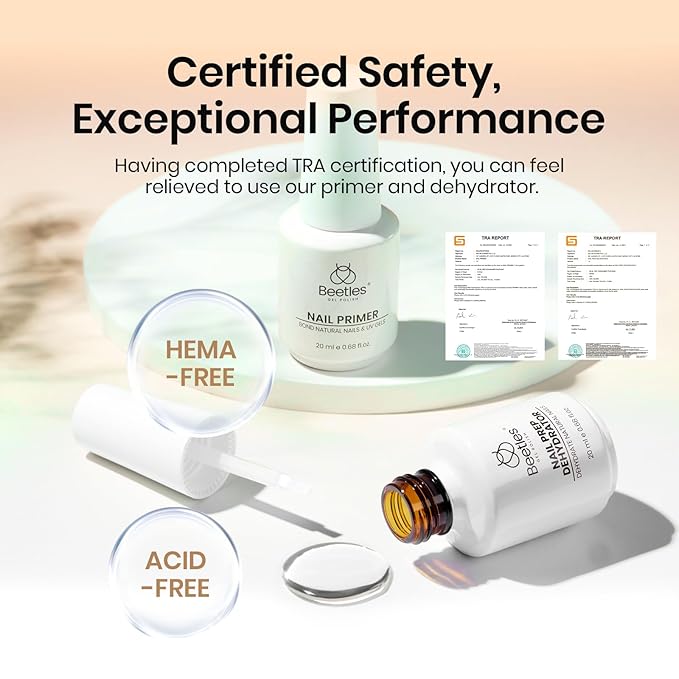 Beetles 20ml Nail Dehydrator : Professional Nail Prep Acid-Free & Hema-Free Dehydrate Bond Primer for Acrylic and Gel Polish