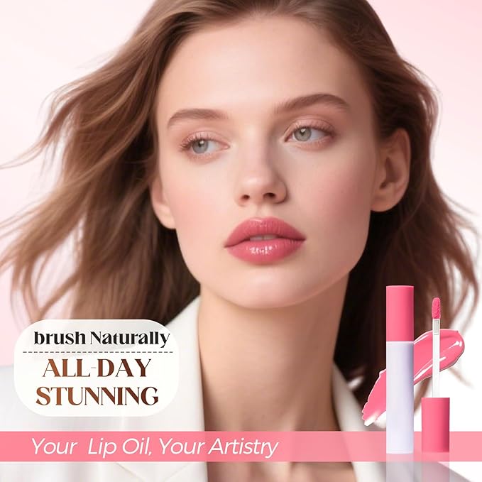 Lips Staining Lip Oil, 2026 New Lip Tint Lips Oil Long-Lasting Moisturizing, Plumping Hydrating Glossy Lip Glosses, Glossy Lip Stain Creamy Texture for Girl and Women (FIG)
