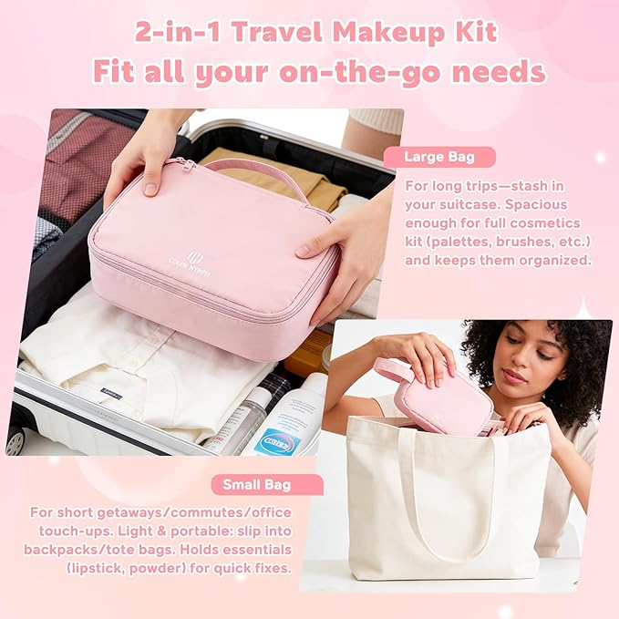 Color Nymph Makeup Sets for Women Teen Girls with 2-in-1 Travel Handbag, All In One Makeup Kits Full Kit Includes Eyeshadow Lipgloss Eyebrow Powder Highlighter Blush Mascara Eyeliner Lipliner & Puff