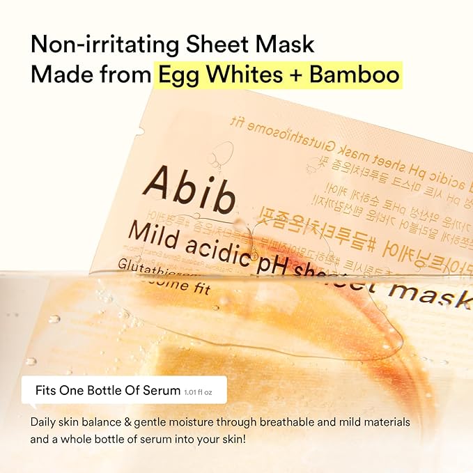 Abib Mild Acidic pH Sheet Mask Honey Fit 10 Sheets I Vitalizing Facial Mask, Propolis Glow