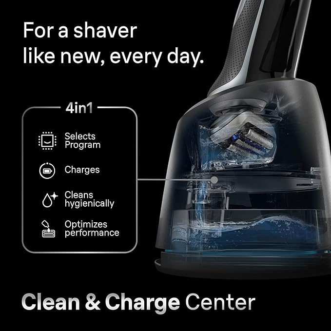 Braun Electric Shaver for Men, Series 7 7185cc, Waterproof, Wet & Dry Shave, Shaving Kit with SmartCare Center and Beard Trimmer, 3 Shave Modes, 60 Minute Battery Runtime, 10 Piece Set