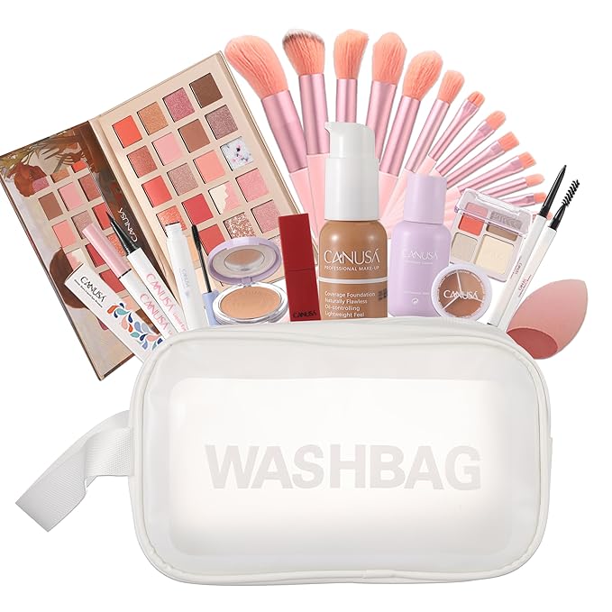 26Pc Full Face Makeup Set Gift Surprise for Women Cosmetic Essential Starter Bundle Include 24 Colors Eyeshadow Palette, Lipstick,13-NI-1 glamour-brush set. Pack Flawless (DEEP-BEIGE C2c, ONE SIZE)