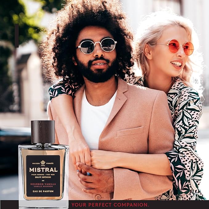 Mistral Men’s Cologne – Bourbon Vanilla Eau de Parfum | Warm & Sweet Masculine Scent with Vanilla, Patchouli & Sandalwood | Cruelty-Free & Long-Lasting Perfume for Men, Made in France - 3.4 Oz