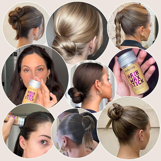 Dolahair Portable Travel Hair Wax Stick - Slick Hair Pomade with Smoothing Brush for Women, Kids & Girls' Hair Styling