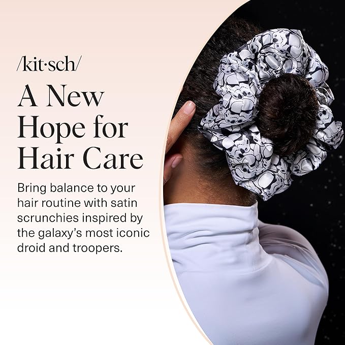 Kitsch x Star Wars R2-D2 & Stormtrooper Scrunchies for Women- Softer Than Silk Scrunchie, No Crease Hair Ties, Perfect For Day And Night Creaseless Hair Accessories | Ideal Gifts for Women - 2pcs