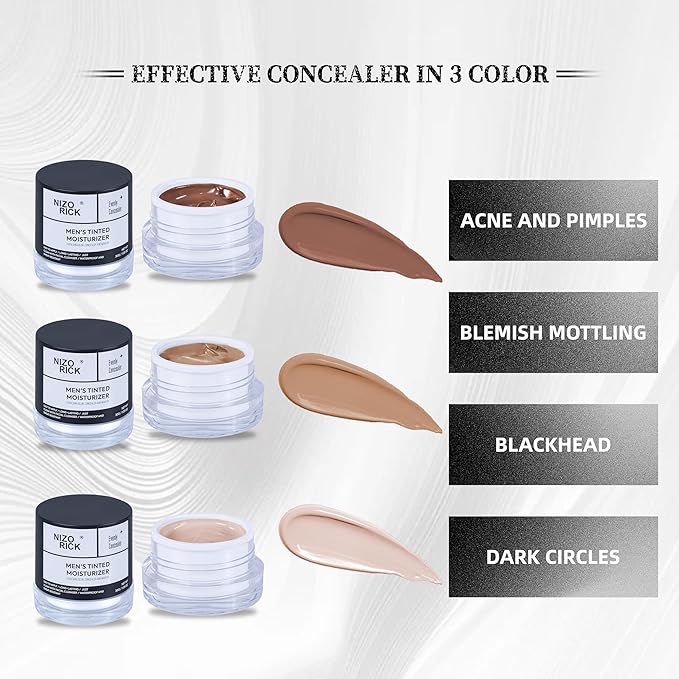 Men's BB Cream Foundation,Hydrating Non-Greasy Tinted Moisturizer for men, Long Lasting Matte Concealer Full Coverage Men CC Cream Foundation for All Skin Types, 30g/1.05 oz