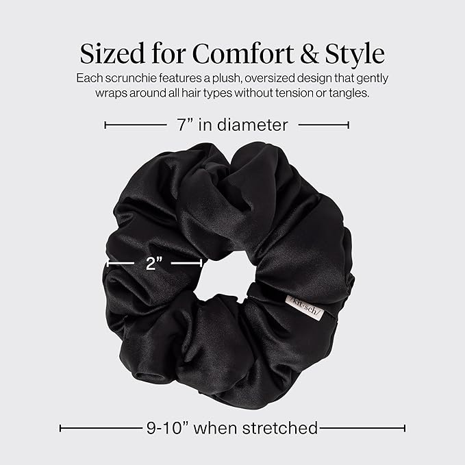 Kitsch Pillow Satin Scrunchies for Women - Hair Ties No Damage, No Crease Hair Accessories | Perfect for Day or Night | Ideal Gifts for Women - 4pcs