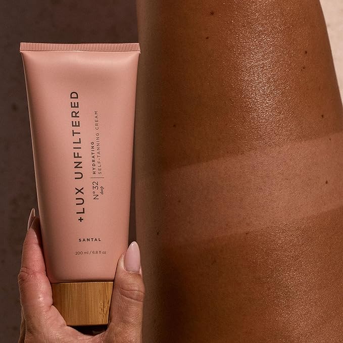 + Lux Unfiltered N°32 Deep Gradual Self Tanner, Hydrating Self Tanning Lotion with Shea Butter & Squalane - Non-Sticky, No Transfer, Natural-Looking Tan - Vegan & Cruelty-Free Sunless Tanner - Santal