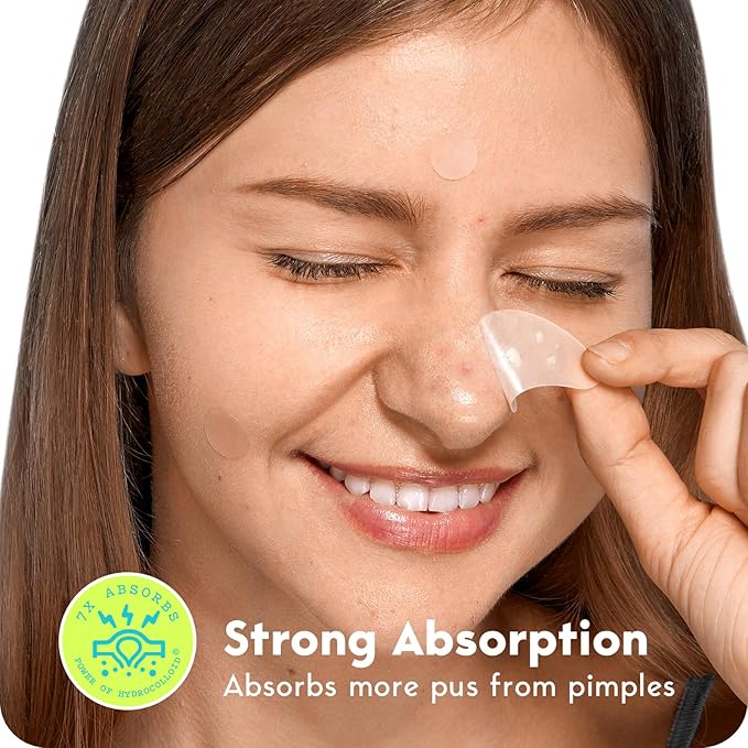 LitBear Acne Pimple Patches- Day and Night 6 Sizes 204 Dots Thin & Thick Hydrocolloid Patches with Witch Hazel, Tea Tree & Calendula Oil, Extra Adhesion for Face Zit Patch Dots