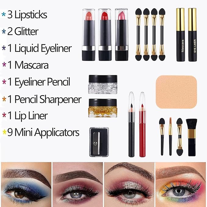 MISS ROSE M 58 Color Professional Makeup Kit, makeup pallet,All In One Makeup Set for Women Girls Beginner,Include Eyeshadow Facial Blusher Eyebrow Powder Face Concealer Powder Eyeliner Pencil and a Mirror(331Y)