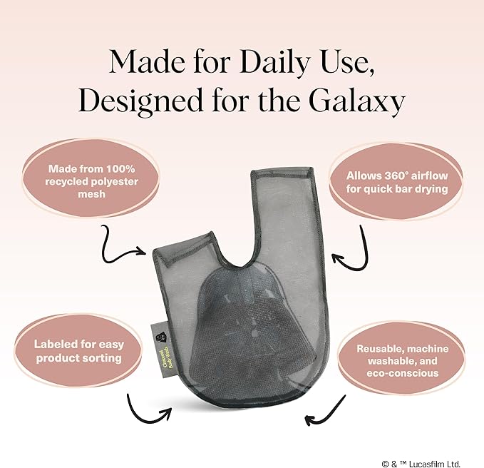 Kitsch x Star Wars Darth Vader Soap Saver Bag – Patented Mesh Bag Soap Holder for Body Wash Bar - Extends Use & Prevents Soggy Mess - Recycled Mesh Beauty Pouch, Eco-Friendly