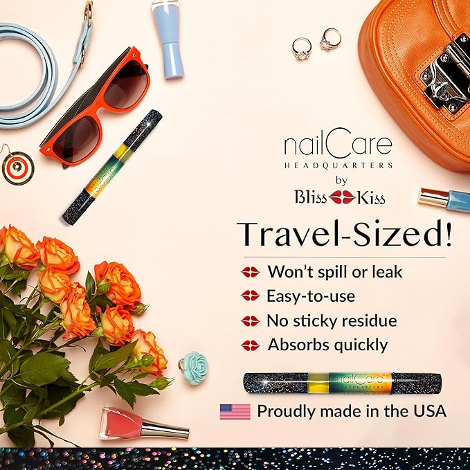 Cuticle Oil Pen for Nails - Nail Strengthener & Growth Nail Oil Serum for Damaged Nails, Hangnails w/Jojoba cuticle oil—Cucumber Melon Fragrance - Holographic Glitter Pens 4-Pack