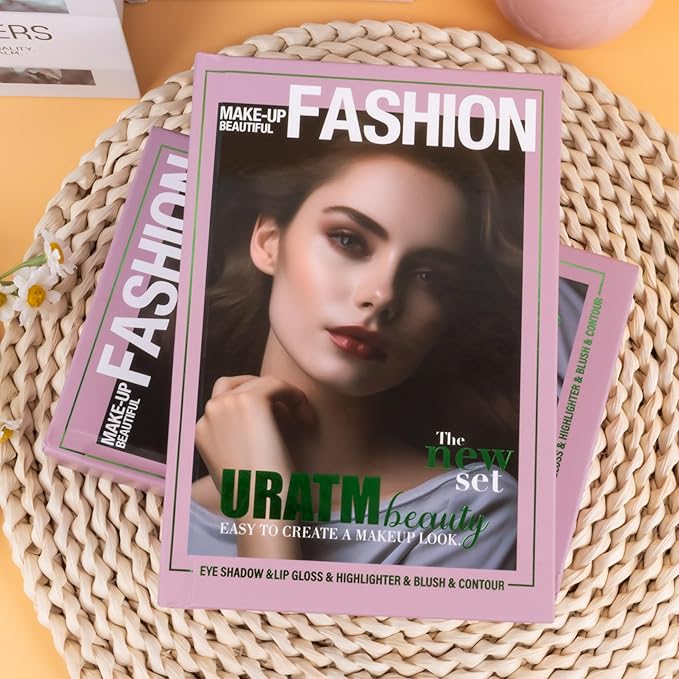 Professional Makeup Set with Eyeshadow, Lip Gloss, Highlighter, Blush and Contour Palette, 5-Piece Collection (B)