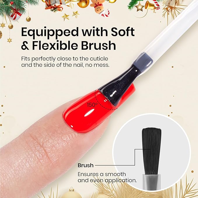 Beetles Gel Top Coat Set Christmas Limited, 2Pcs 15ml Top Coat Gel Nail Polish No Wipe Long Lasting Shining Glossy Manicure Soak off U V Lamp Needed Winter Nail Art Design Gifts for Women