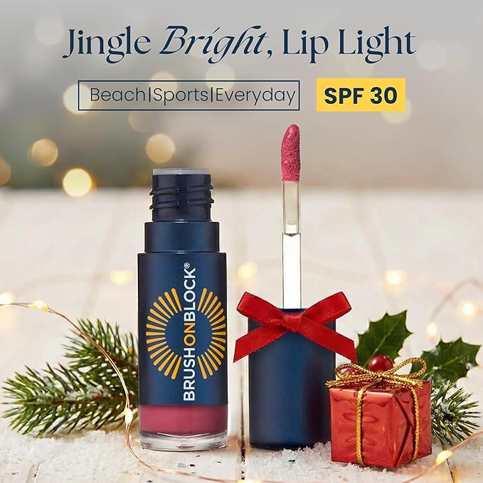 Brush On Block Sun Shine Protective Lip Oil SPF 30, Mineral Protection from UVA/UVB & Blue Light, Hydrating, Cruelty-Free, Gluten-Free, & Vegan, Peony