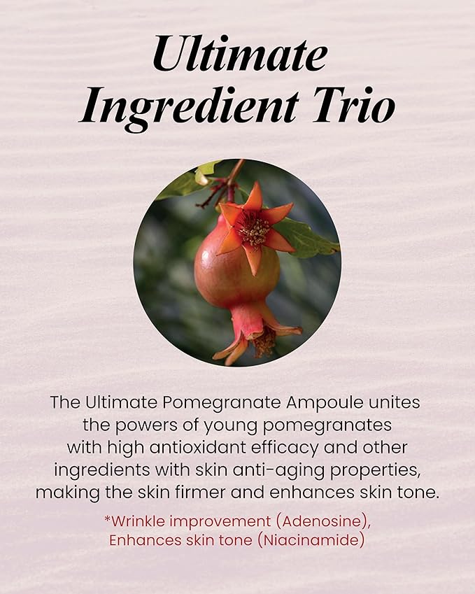 Sooryehan Ultimate Pomegranate Ampoule gift Set (55 ml/1.86 fl oz) - Skin Elasticity, Reduced Wrinkles & Skin Tone Improvement by LG Beauty. Collagen, Elastin, Vitamin C, Propolis,