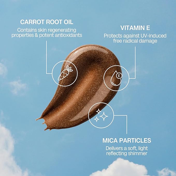 Bali Body Bronze Shimmering Tanning Gel SPF 15 – Sun-Kissed Glow with Coconut Scent, Carrot Root & Vitamin E – Organic Bronzer & Shimmer Sunscreen for Quick Tan, Hydration & Even Skin Tone