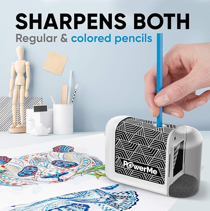 Electric Pencil Sharpener - Battery Powered for Kids, School, Home, Office, Classroom, Artists Ideal for Colored Pencils