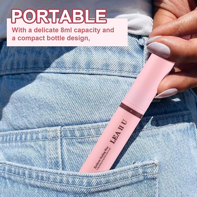 LEA II U Eyebrow Gel Clear Wax, Long-Lasting Invisible Formula, 8ml, 3-in-1 Eyebrow Styling Gel, Value Clear Formula with Spiral Brush, Professional Brow Shaping and Setting