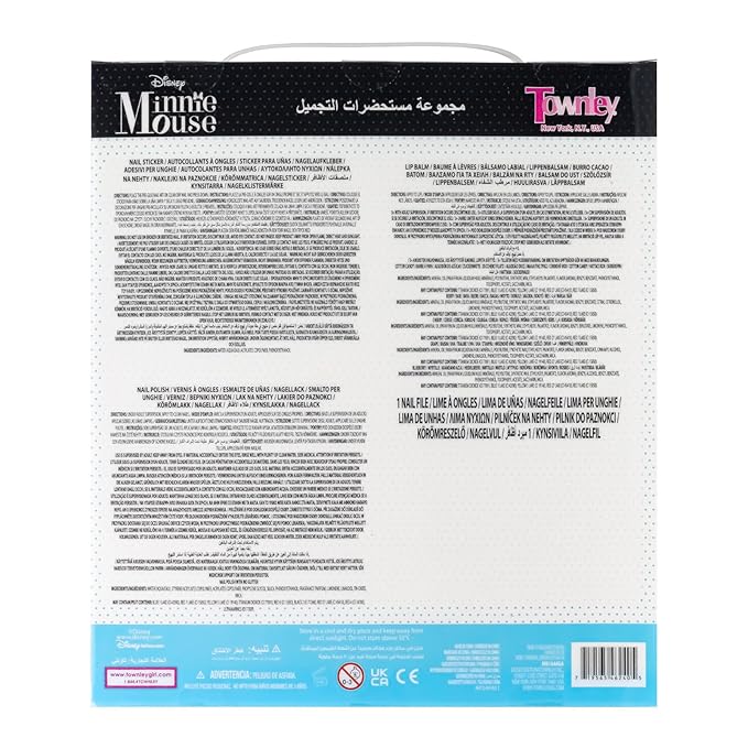 Disney Minnie Mouse Sparkly Cosmetic Makeup Set for Girls with Lip Balm Nail Polish Nail Stickers-35 Pcs|Perfect for Parties Sleepovers Makeovers|Birthday Gift for Girls by Townley Girl