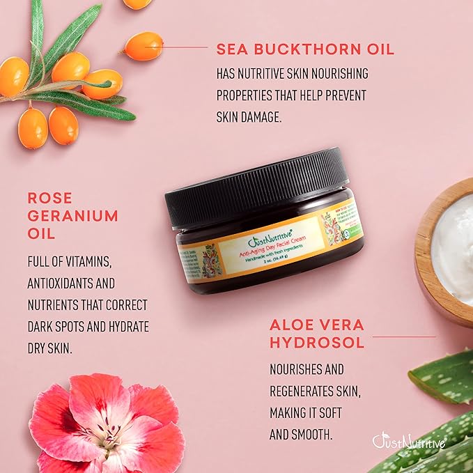 Just Nutritive Anti-Aging Day Facial Cream | Best Day Cream | Lasting Radiant Appearance | Leaves Skin Fresh Softens The Look of Fine Lines | Locks In Moisture 2oz