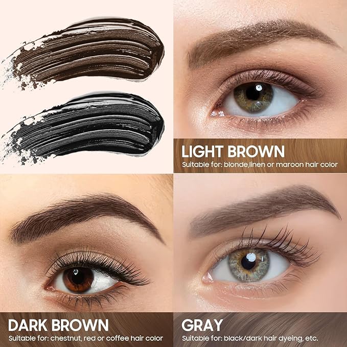 Eyebrow Tint Peel Off - Eyebrow Gel with Eyebrow Stencils, Eyebrow Tattoo Peel Off Waterproof Tinted Brow Gel 3 Days Duration, Brow Tint for Charming Voluminous Brows (Dark Brown)