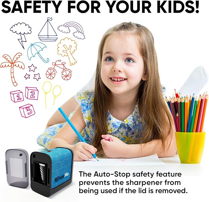 Battery-Operated Electric Pencil Sharpener for Kids, School, Home, Office - for No. 2 Pencils and Colored Pencils