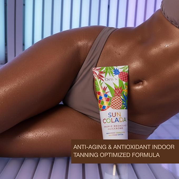 Onyx Suncolada Triple Bronzing Lotion for Tanning Bed - Indoor Dark Tanning Accelerator with Bronzer | Anti-Aging, Hydrating, Streak-Free formula | 8.5 fl oz