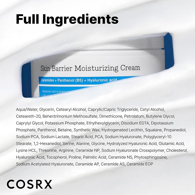 COSRX Barrier Moisturizing Cream - Body and Face Moisturizer for Dry Skin with Ceramide & Hyaluronic Acid, Unscented Hydrating Body Lotion, 15.2 fl.oz, Korean Skin Care, Stocking Stuffers