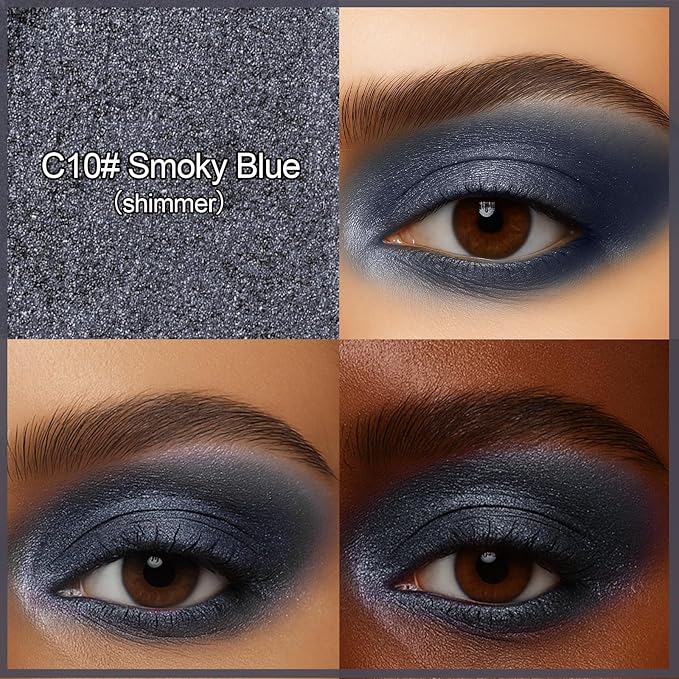 Erinde Waterproof Cream Eyeshadow Stick, Smoky Blue Shimmer Eye Shadow Sticks, Cream to Powder Eyeshadow Crayon, Buildable & Blendable Long-Lasting Eye Shadow Stick, Vegan & Cruelty-Free, C10