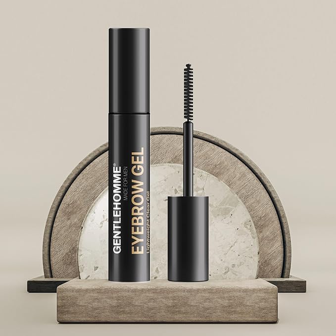Gentlehomme Mens Eyebrow Gel - Clear, Hold and Setting Gel with Spiral Brush to Keep Eyebrows and Beard In Place, Eyebrow Serum Enhancer, Durable and Long Lasting