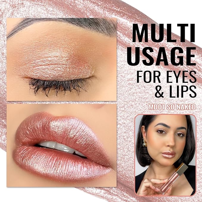 Oulac Metallic Liquid Lipstick Pink Lip Gloss for Women, Shimmer Lip Makeup, Long Lasting Waterproof, High Impact Lip Color, Oil-Based Formula, Transfer Proof, Vegan MD01