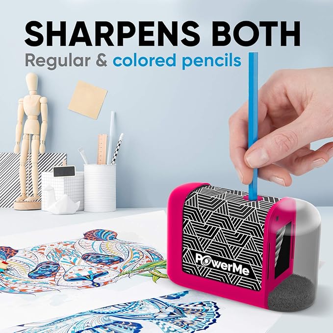 Electric Pencil Sharpener - Pencil Sharpener Battery Powered for Kids, School, Home, Office, Classroom, Artists – Battery Operated Pencil Sharpener For Colored Pencils, Ideal For No. 2 (Pink)