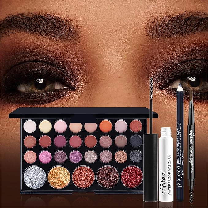 All in One Makeup Kit for Women Full Kit, Christmas Day Gifts Set for Women Girls, Makeup Essential Bundle Include Eyeshadow Palette Lipstick Blush Foundation Concealer Mascara Eyebrow Pencil