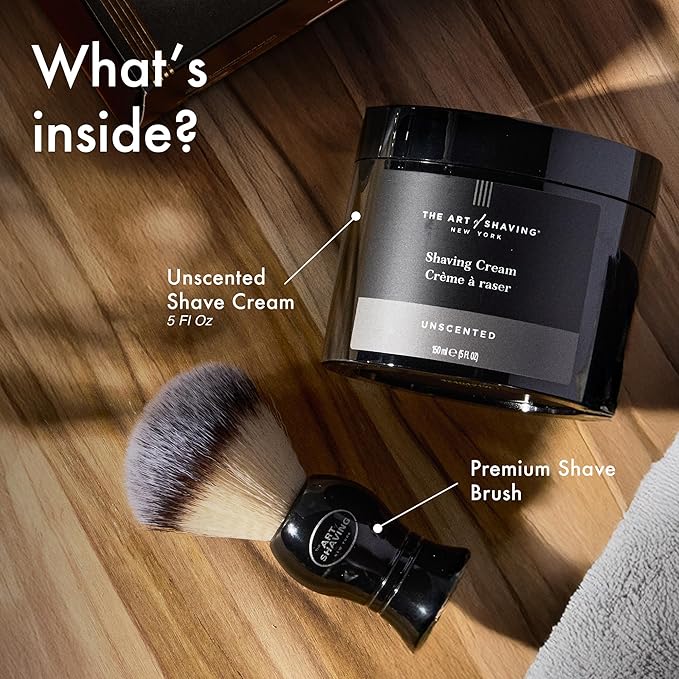 The Art of Shaving Icon Duo Kit – Unscented Shaving Cream (5 oz) and Shaving Brush – Prevents Shaving Burn for the Perfect Shave – Safe for Sensitive Skin