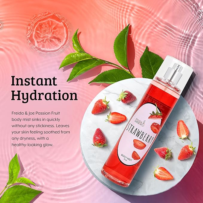 Luxurious Scented Strawberry Fragrance Body Mist A Sophisticated 8 oz Gift Stocking Stuffer Exquisitely Crafted for Women's Sublime Fragrance