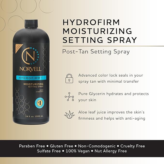 Norvell Post Tanning Hydrofirm Moisturizing Spray 34 fl.oz. – Professional Sunless Hydrating Spray for Extending Self Tan, Softening Skin, Enhancing Color & Reducing Uneven Fade