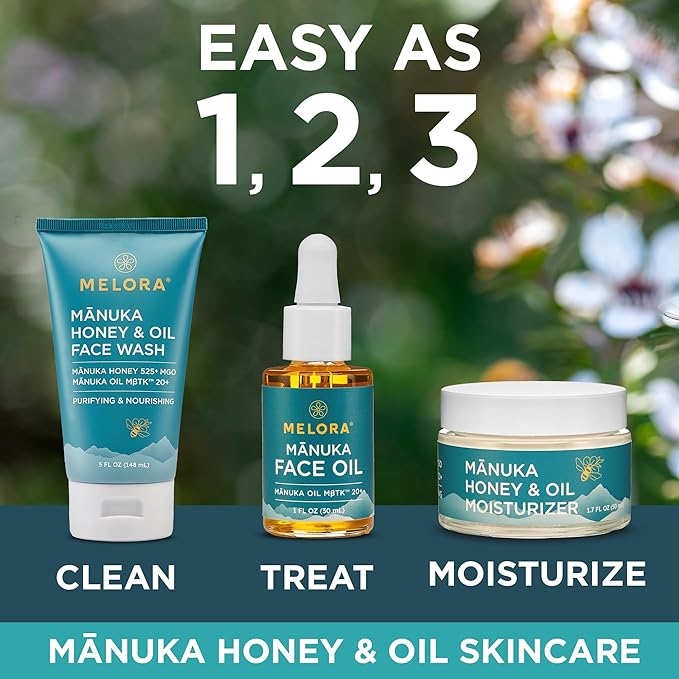 MELORA Manuka Honey Face Wash (5 Oz), Daily Skin Care Facial Cleanser & Makeup Remover with Manuka Honey & Oil for Dry or Sensitive Skin - Anti-Aging Face Wash for Women & Men
