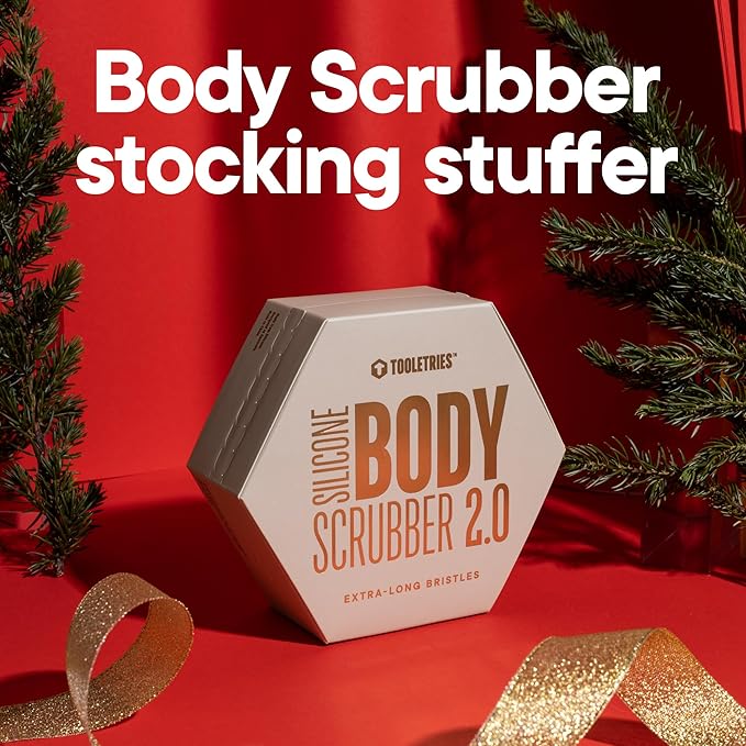 TOOLETRIES Body Scrubber 2.0 – Premium Silicone Scrubber for Cleaning, Exfoliating Your Skin – Extra Long Lather Boosting Bristles with Ergonomic Handle, Long-Lasting & Easy to Clean - Sand