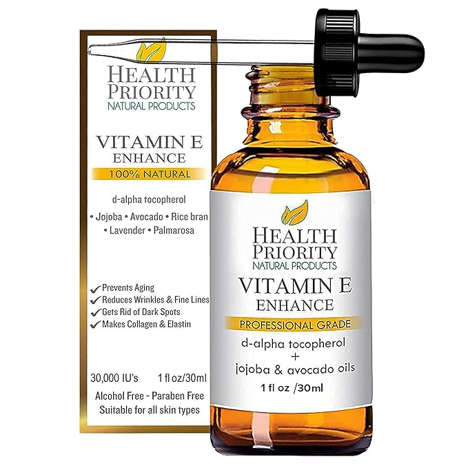 Health Priority Naturals|Organic Vitamin E Oil for Skin/Scars - 30,000 IU, 1 Fl Oz - Handmade in South Carolina, Non-GMO, Gluten/Cruelty Free, Vegan - Lavender Scented