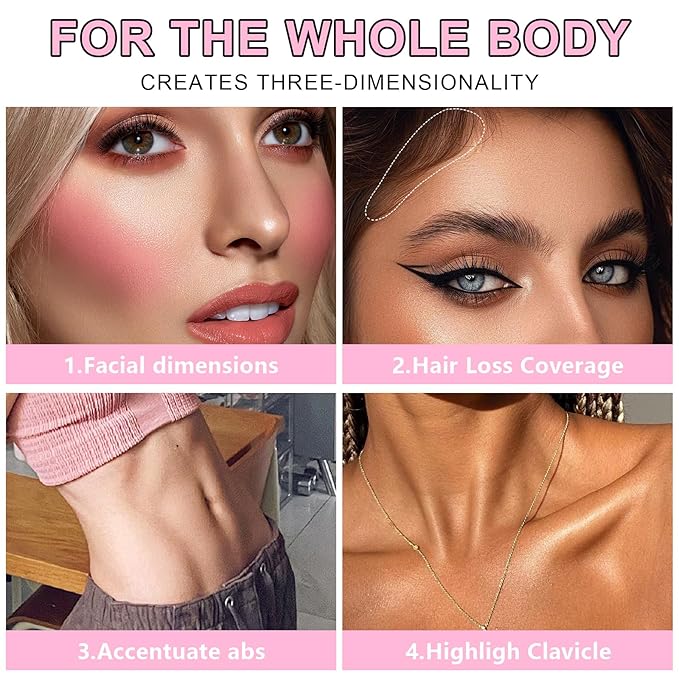 6 Colors Cream Contour Stick Makeup Kit, Shades with Highlighter Stick, Blush Stick and Double-End Bronzer Stick for Sculpt the Cheeks, Waterproof,Dewy & Matte Finish for Beginners