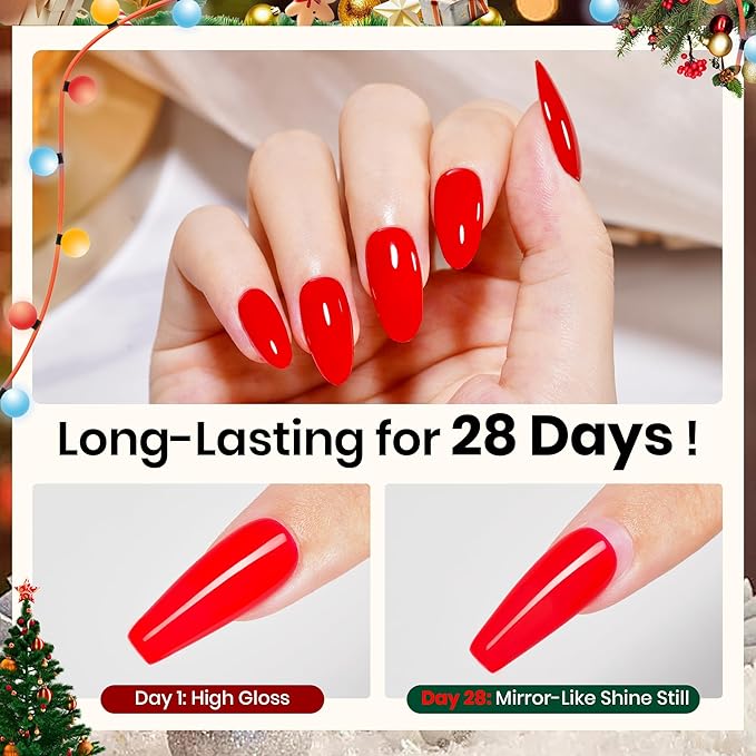 Beetles Gel Top Coat Set Christmas Limited, 2Pcs 15ml Top Coat Gel Nail Polish No Wipe Long Lasting Shining Glossy Manicure Soak off U V Lamp Needed Winter Nail Art Design Gifts for Women