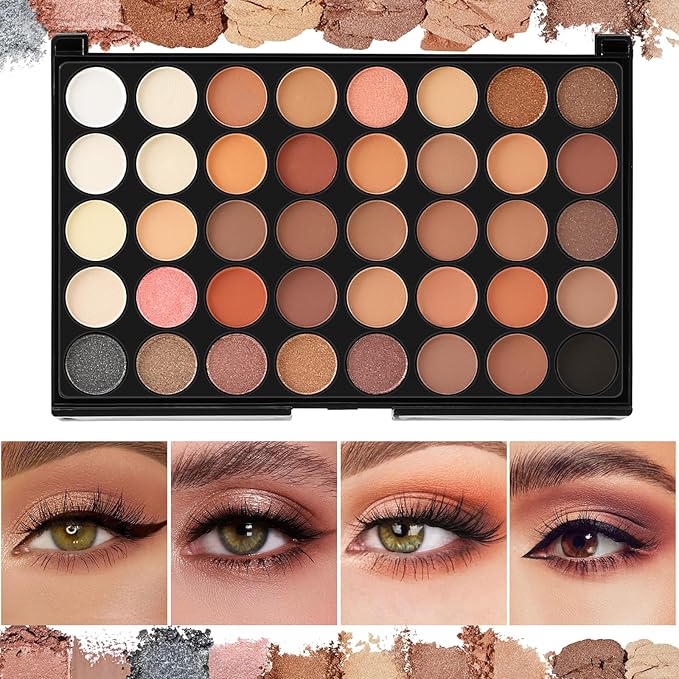 All In On Makeup Eye Set Cosmetics Kit for Teens and Adults, Includes Eyeshadow, Make Up Brushes, Mascara, Eyebrow Pencil, Eyeliner