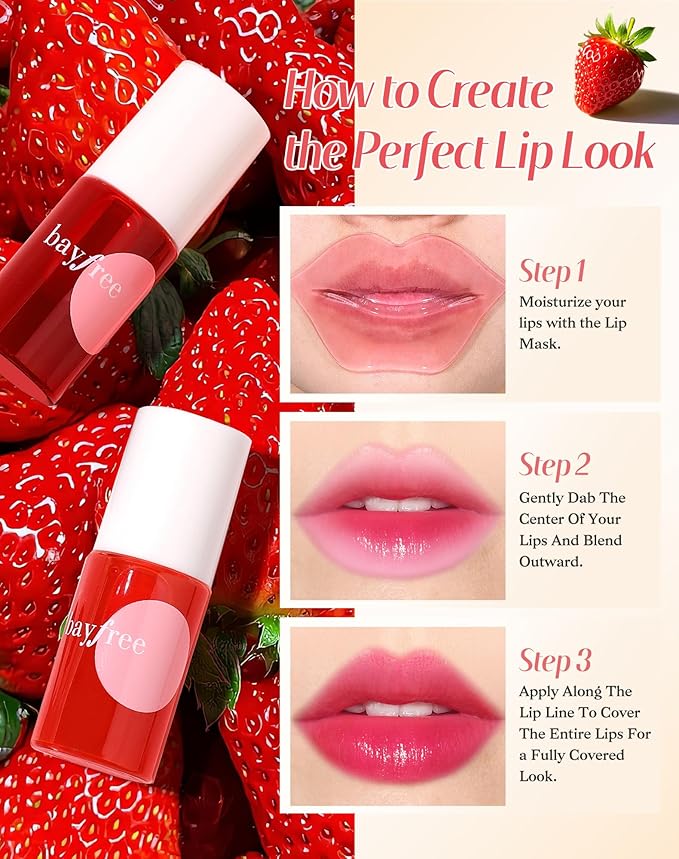 bayfree Lip Tint Stain Set, Lip Stain Long Lasting Lightweight Waterproof, Transfer-Proof, Non-sticky, Lip Makeup Matte Finish