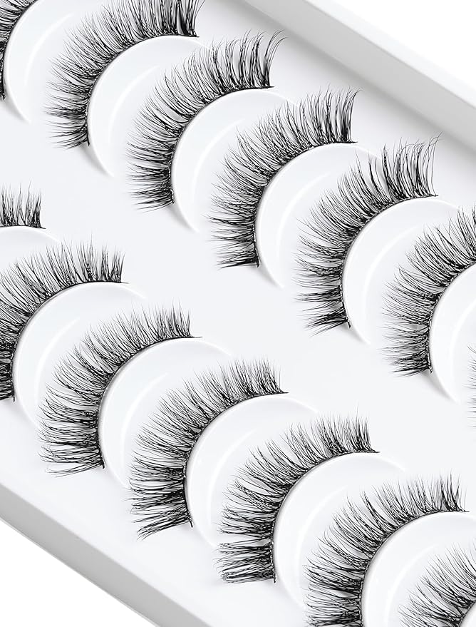 False Lashes Natural Lashes Wispy False Eyelashes Natural Eyelashes Fake Eyelashes Fake Lashes Pack 10 Pairs 12mm Calla Lily