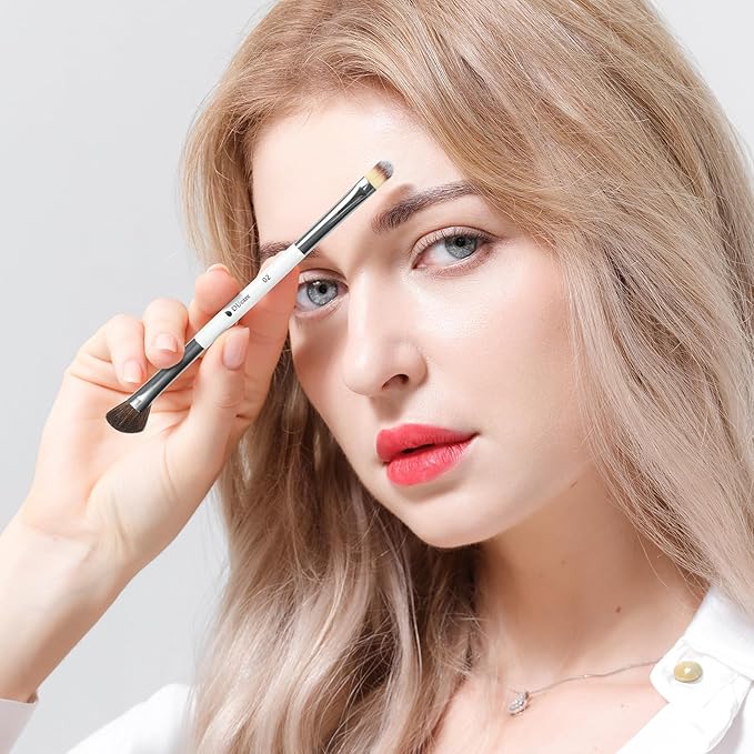 DUcare Eye Makeup Brushes Set, 5pcs Duo End Eyeshadow Brush Set with Travel Bag, Professional Eye Shadow Brushes Kit for Concealer, Eyebrow, Eyeliner, Nose Contouring, Blending