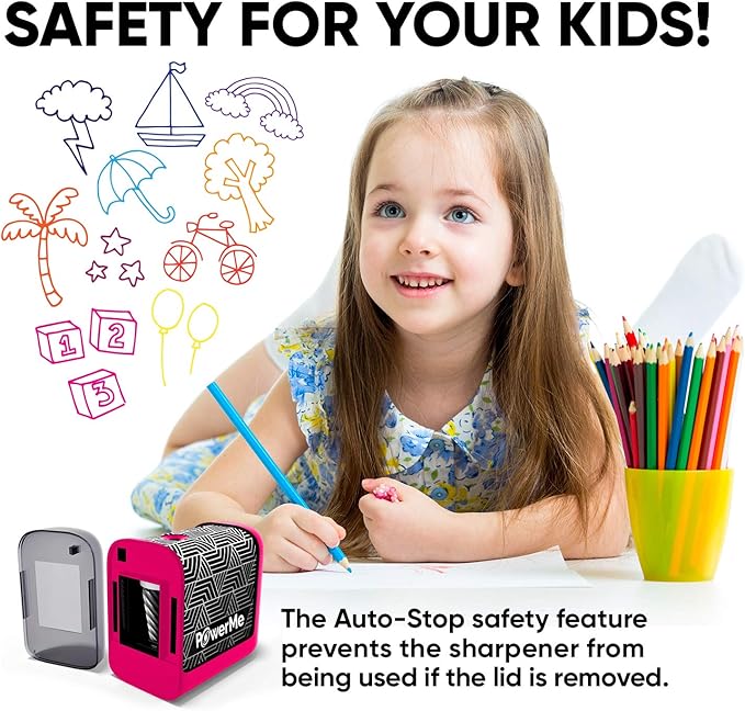 Electric Pencil Sharpener - Pencil Sharpener Battery Powered for Kids, School, Home, Office, Classroom, Artists – Battery Operated Pencil Sharpener For Colored Pencils, Ideal For No. 2 (Pink)