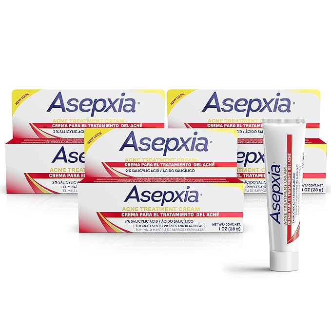 Asepxia 2% Salicylic Acid Acne Spot Treatment Cream | Drying Formula Targets Acne, Clears & Prevents Blemishes, Reduces Redness, Penetrates Pores, Pimple Cream, 1 Oz, 3-Pack