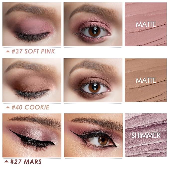 FOCALLURE 3PCS Cream Eyeshadow Stick Sets,Matte and Shimmer Eye Brightener, High Pigmented Crease-proof Pencil,Long Lasting Eye Shadow Highlighter Makeup,Sugar Noir