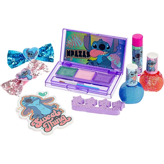 Disney Lilo and Stitch Makeup Filled Shoulder Bag Includes Lip Gloss, Nail Polish, Hair Bow & More! for Girls, Ideal for Ages 3 and Up Perfect for Parties & Makeovers by Townley Girl